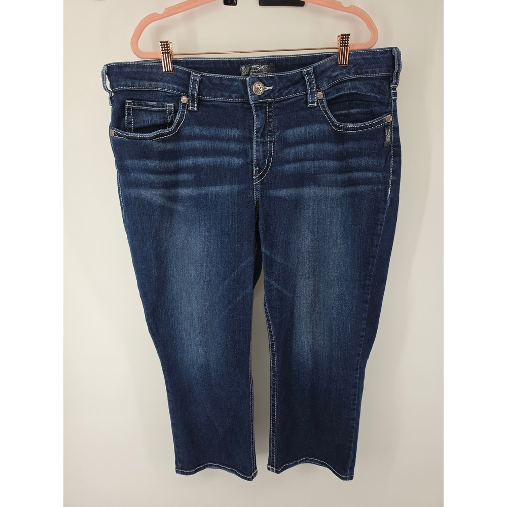 Silver Jeans Co Suki Mid Capri Dark Wash Curvy Fit Denim Sz 20 W43934SSA344